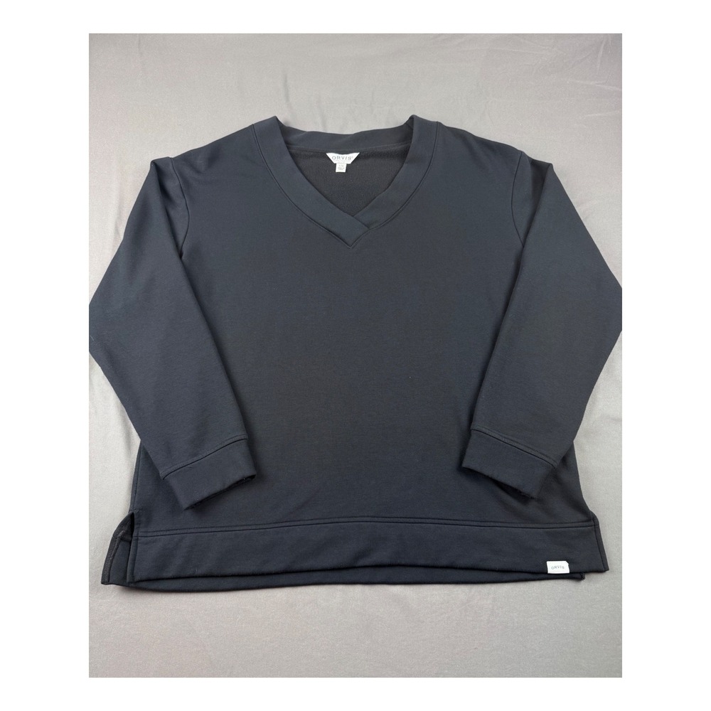 Orvis Classic Collection Womens Black V-Neck‎ Sweatshirt Large Modal Blend